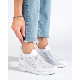Shelovet Bijele tekstilne tenisice na wedges bijela 1