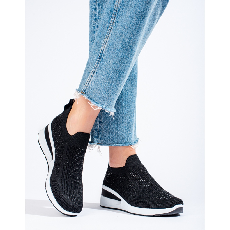 Shelovet crne tekstilne wedge tenisice crno 1