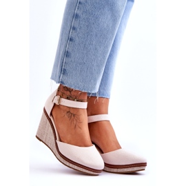 PS1 Ženske klasične sandale na klin, bež malani 7