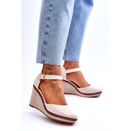 PS1 Ženske klasične sandale na klin, bež malani 2