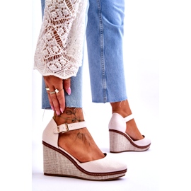 PS1 Ženske klasične sandale na klin, bež malani 4