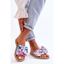 FK1 Ženske papuče s mašnom od tkanine Bijeli cvijet bijela 1