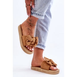 FK1 Camel Fency ženske antilop papuče s mašnom smeđa 1