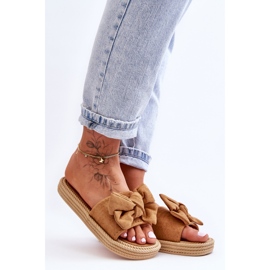 FK1 Camel Fency ženske antilop papuče s mašnom smeđa 2