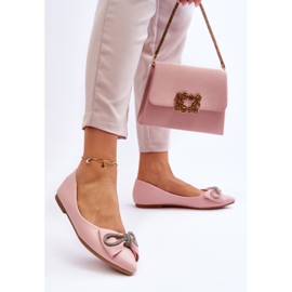 WS1 Elegantne balerinke s mašnom i jednokratnim ružičastim kamenčićima ružičasta 2