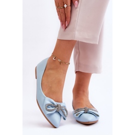 WS1 Elegantne balerinke s mašnom i plavim jednokratnim kamenčićima plava 1