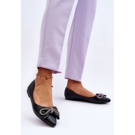 WS1 Elegantne balerinke s mašnom i draguljima crne jednokratne crna 1