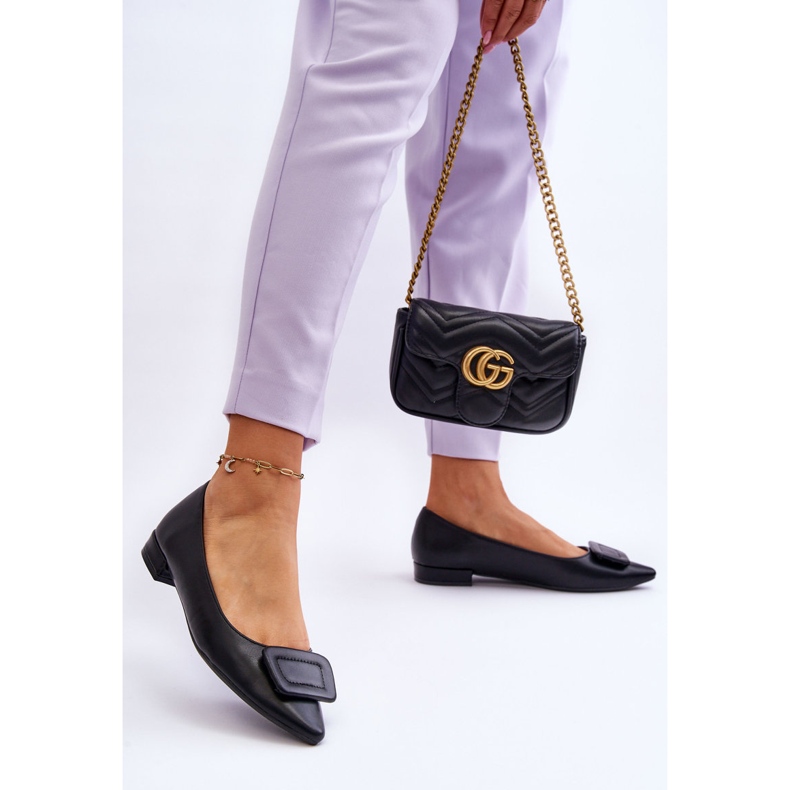 WS1 Klasične balerinke s crnim Rivea ukrasom crna 2