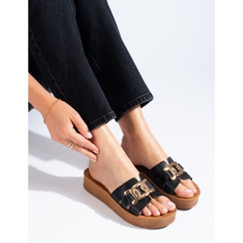 Ženske crne Shelovet papuče s platformom crna 1