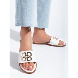 Ženske bijele papuče sa zlatnim ukrasom Shelovet bijela 1