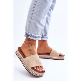 WR1 Ženske papuče od glatke brušene kože bež Hayen 2